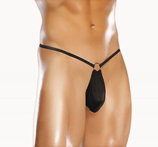 Male Power G String W Front Ring O S Black