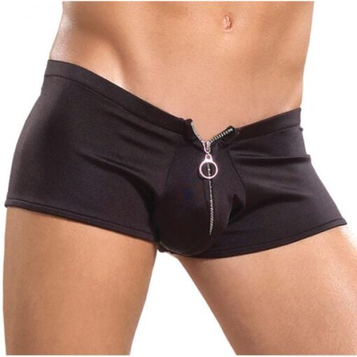 Male Power Zipper Shorts S M Underwear Black