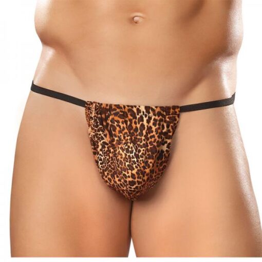 Male Power Animal Posing Strap Brown Leopard O S