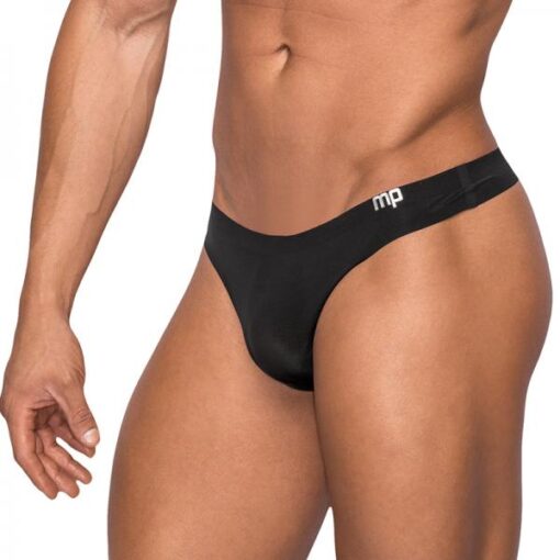 Male Power Seamless Sleek Sleek Thong W Sheer Pouch Black