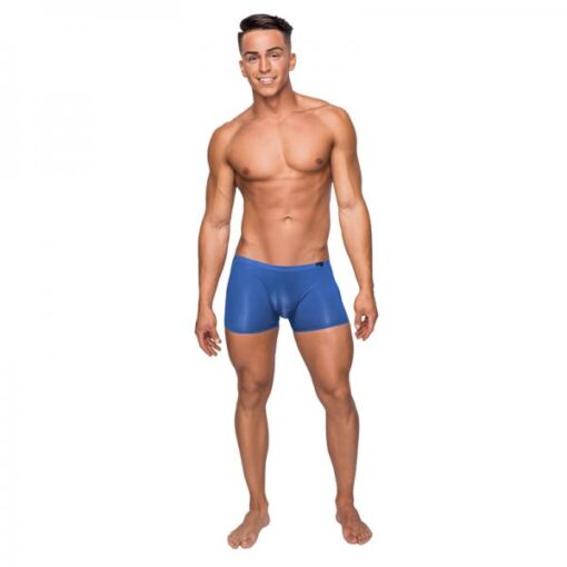 Male Power Seamless Sleek Short W Sheer Pouch Blue Small