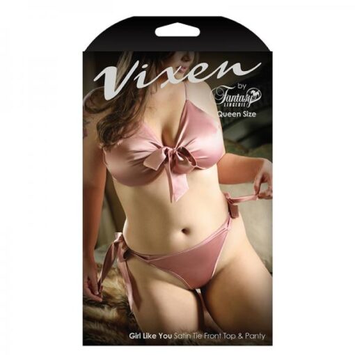 Vixen Girl Like You Satin Tie Front Top Side Tie Panty Queen