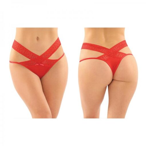 Daphne Microfiber Brazilian Cut Panty With Criss Cross Lace Waistband 6 Pack Red