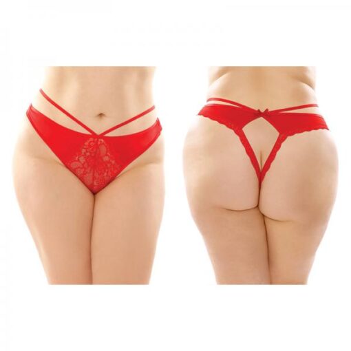 Kalina Strappy Microfiber And Lace Thong With Back Cutout 6 Pack Q S Red