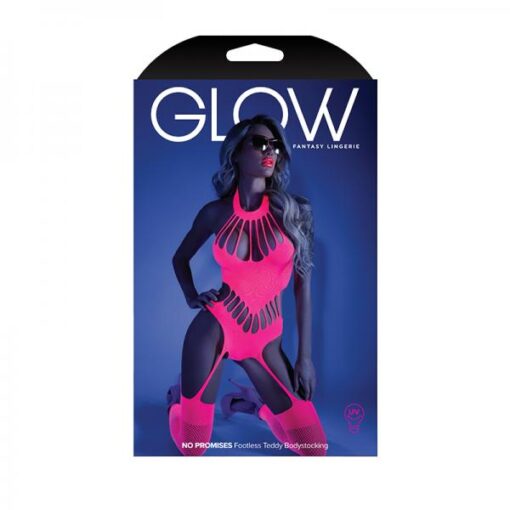 Glow No Promises Footless Teddy Bodystocking Neon Pink