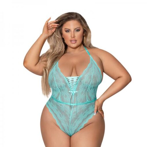 Magic Silk Seabreeze Teddy W Snap Crotch Turrquise Queen Size