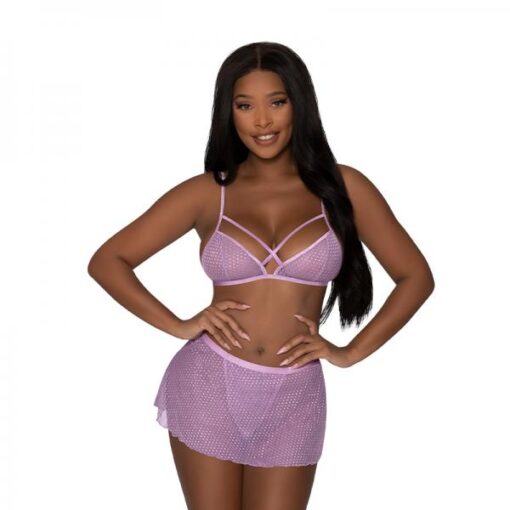 Magic Silk Girl Next Door Bralette W Skirt Lilac S M