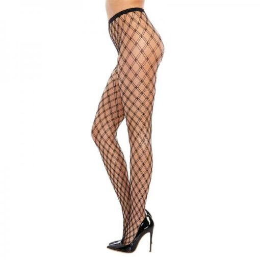 Dreamgirl Double Knitted Fence Net Pantyhose Black