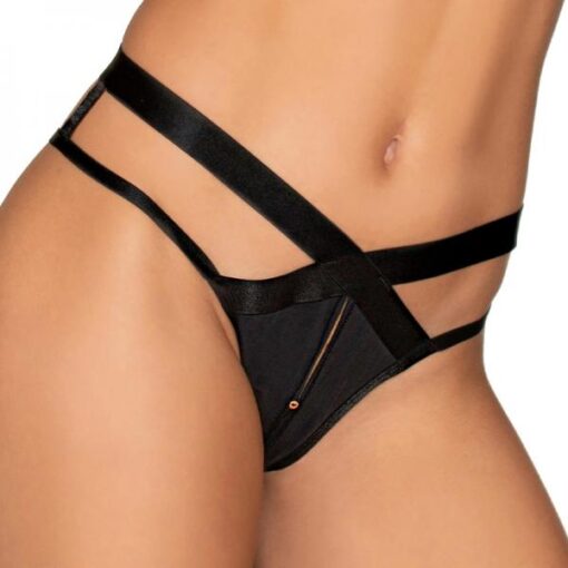 Dreamgirl Microfiber Open Crotch Strappy Panty Black M