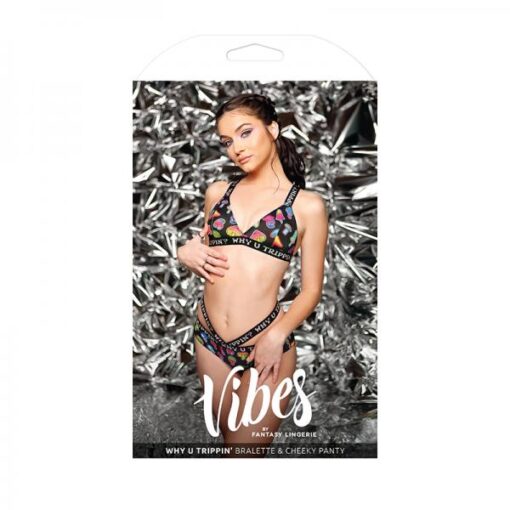 Vibes Why U Trippin Bralette Cheeky Panty Black