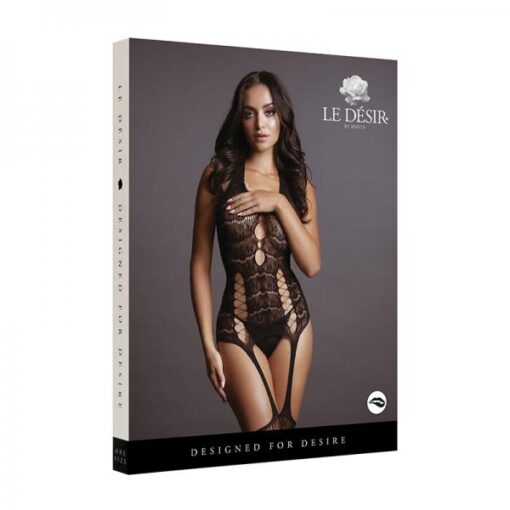 Shots Le Desir Lace Suspender Bodystocking Black O S