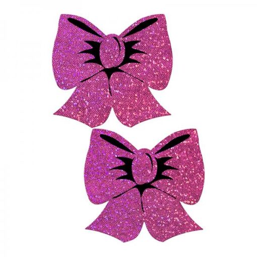 Pastease Bow Hot Pink Glitter Bows Nipple Pasties