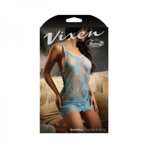 Fantasy Lingerie Vixen Breathless Lace Chemise G String Light Blue