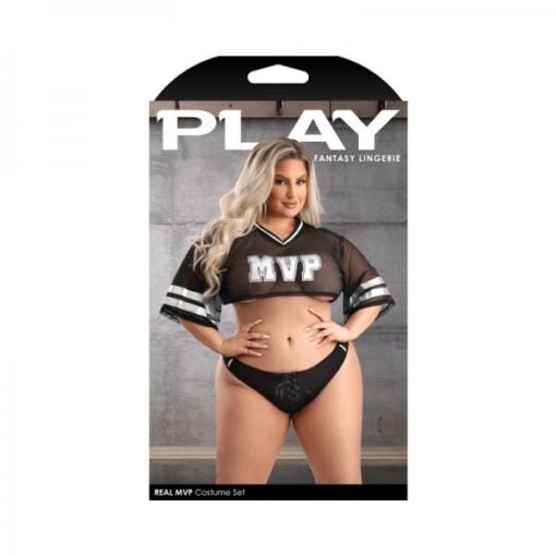 Fantasy Lingerie Play Real Mvp Cropped Jersey Top Lace Up Panty Costume 3xl 4xl