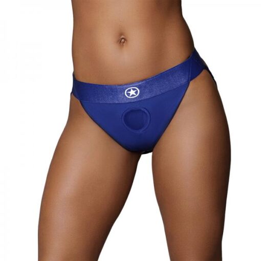 Ouch Vibrating Strap On Panty Harness With Open Royal Blue Black