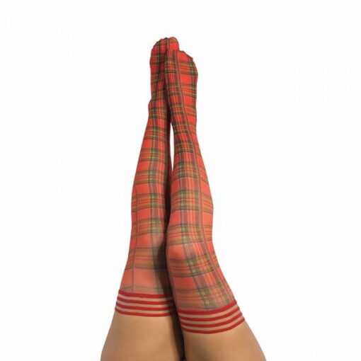 Kixies Grace Plaid Thigh High Red Size D