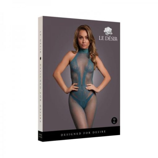 Le Desir Fishnet And Lace Bodystocking Ocean Deep