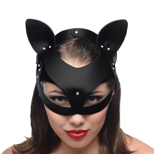 Bad Kitten Leather Cat Mask Black O S