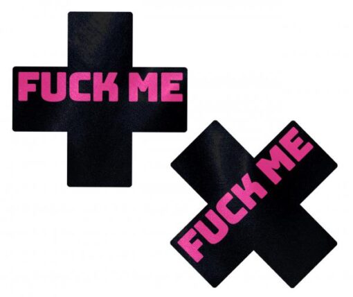 Pastease Liquid Black Cross Pink Fck Me Pasties