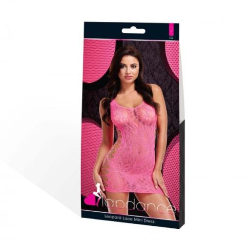 Lapdance Leopard Lace Mini Dress Pink O S