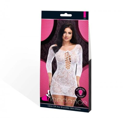 Lapdance Lace Off The Shoulder Mini Dress White